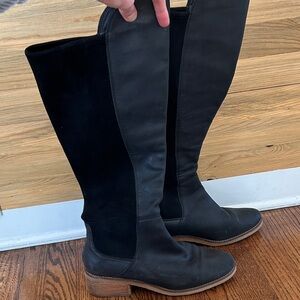 Lucky Brand Black Leather Knee-High Boots - Size 10